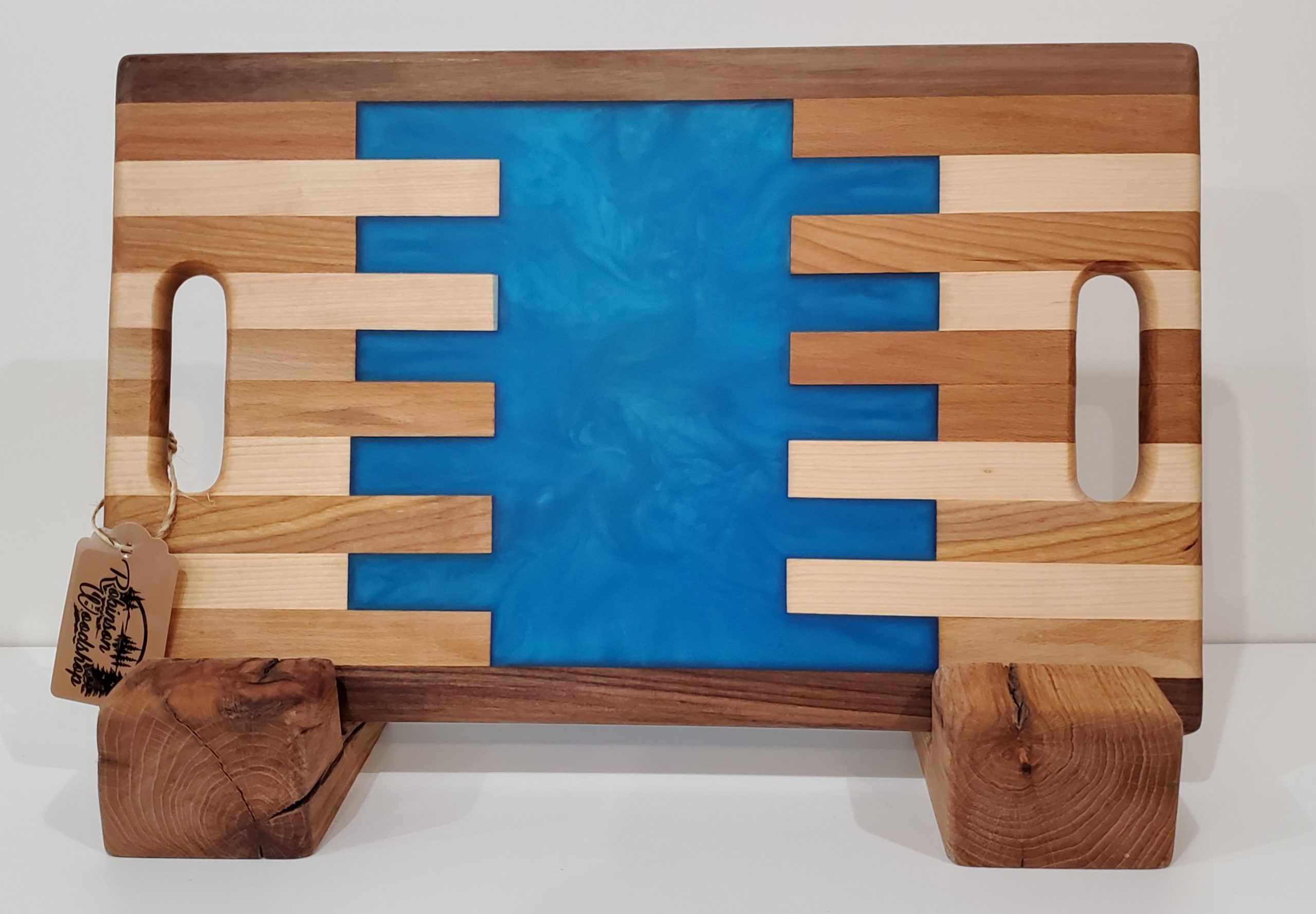 geometric wooden presentation board