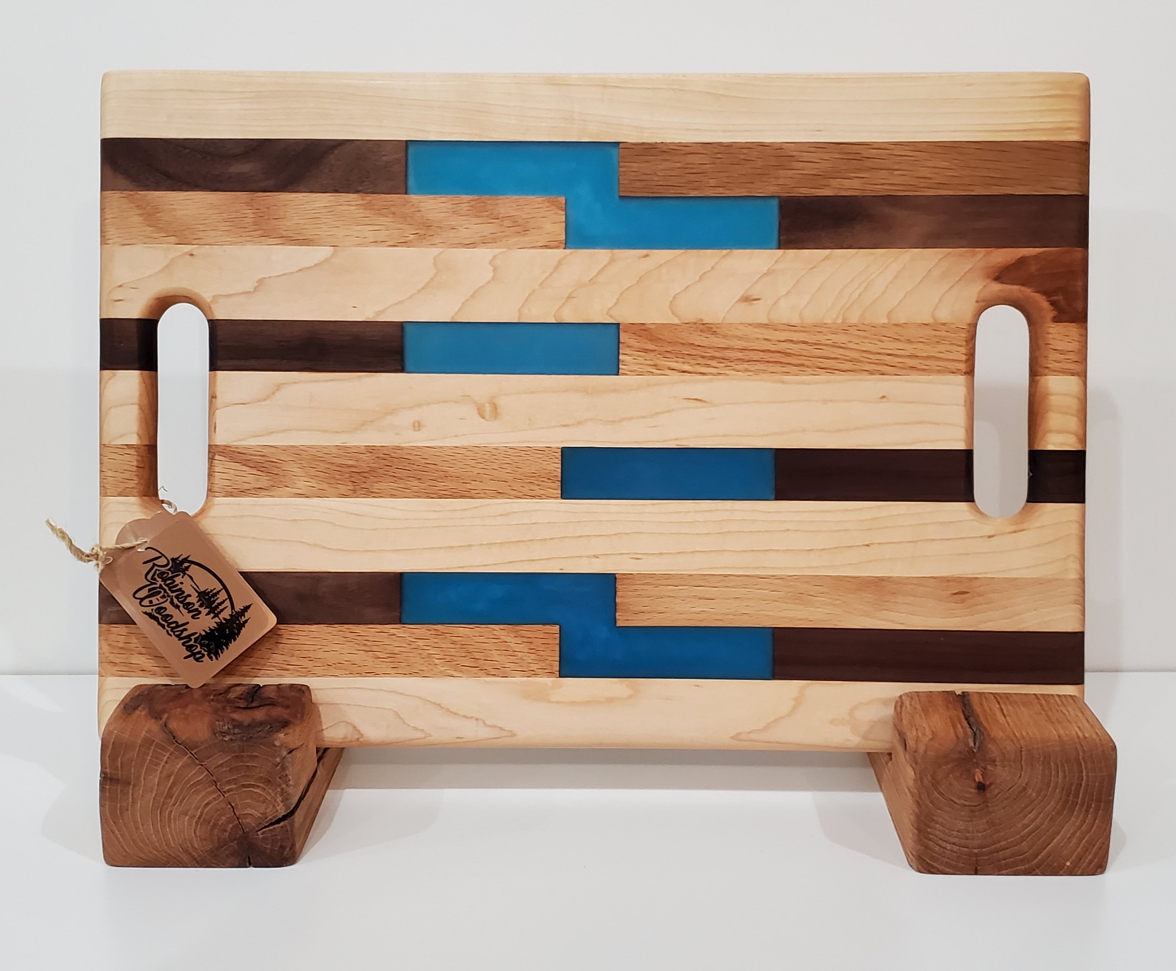 geometric wooden presentation board